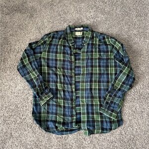 L.L. Bean Green and Blue Plaid Men's Shirt